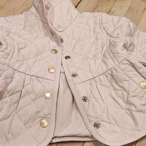 Pink Quilted Jacket with Gold Buttons